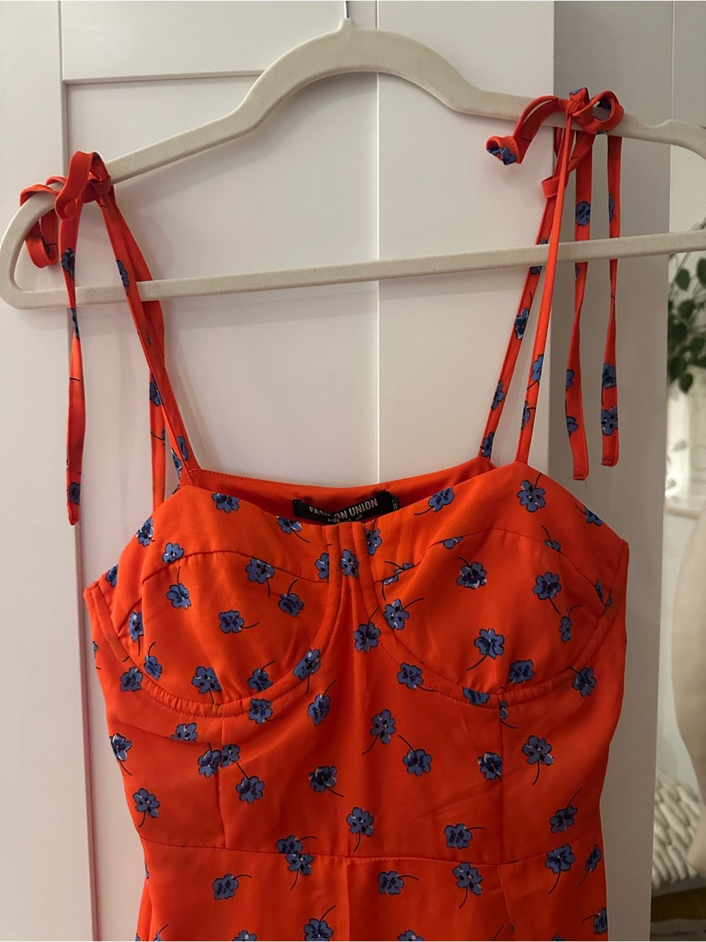 Fashion Union Sundress - Orange/red with blue Floral Print - so cute! Never worn